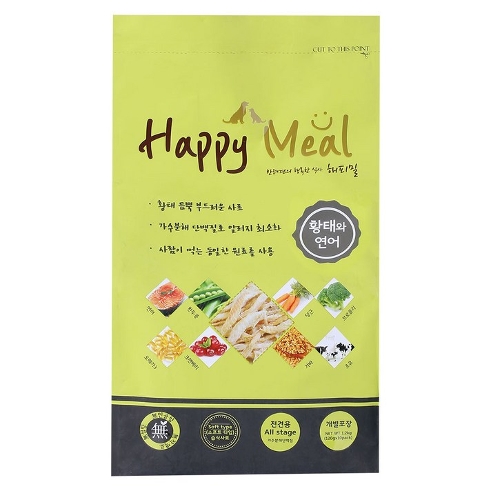 해피밀 전연령용 소프트사료 황태와 연어 120g x 10p