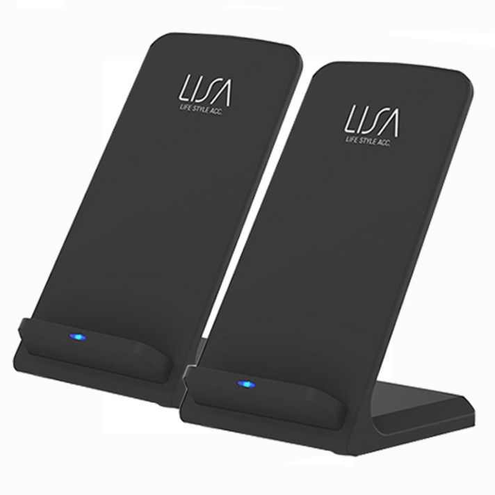 리사 듀얼 핸드폰 고속 무선충전기 LS200, 블랙 1+1