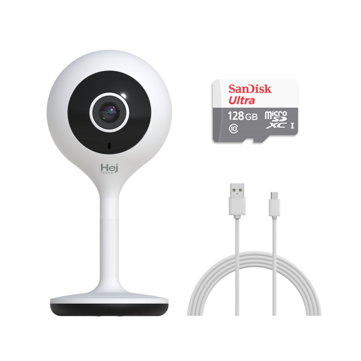 헤이홈 스마트 홈 카메라 실내용 + SD카드 128GB + 케이블 3m, GKW-IC053