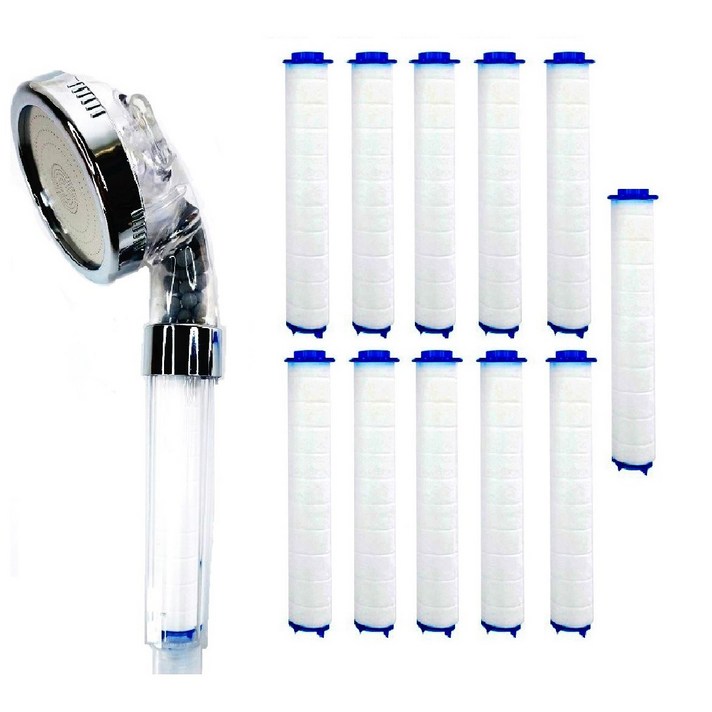 수텔라 3단 마사지 정수 필터 샤워기 + 필터 11p, 1세트