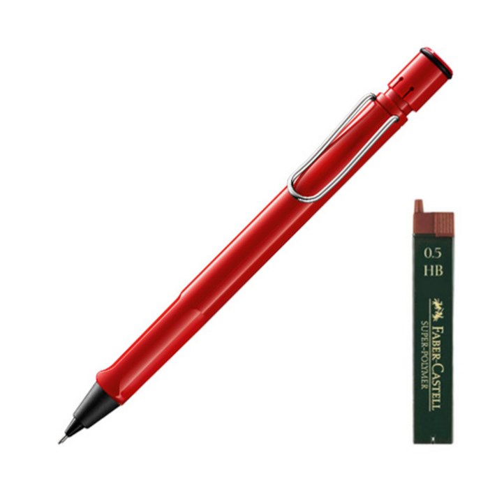 LAMY 사파리 샤프 116레드 + 파버카스텔 샤프심 HB + 리플렛 + 케이스, 1세트, 0.5mm