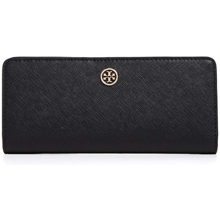 Tory Burch 여성용 로빈슨 슬림 지갑 블랙 / 로열 네이비 원 사이즈