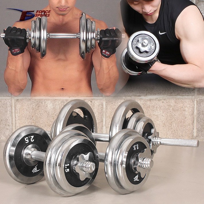 포스스포츠 스피드조립 크롬아령 10kg~43kg세트, 아령 세트선택