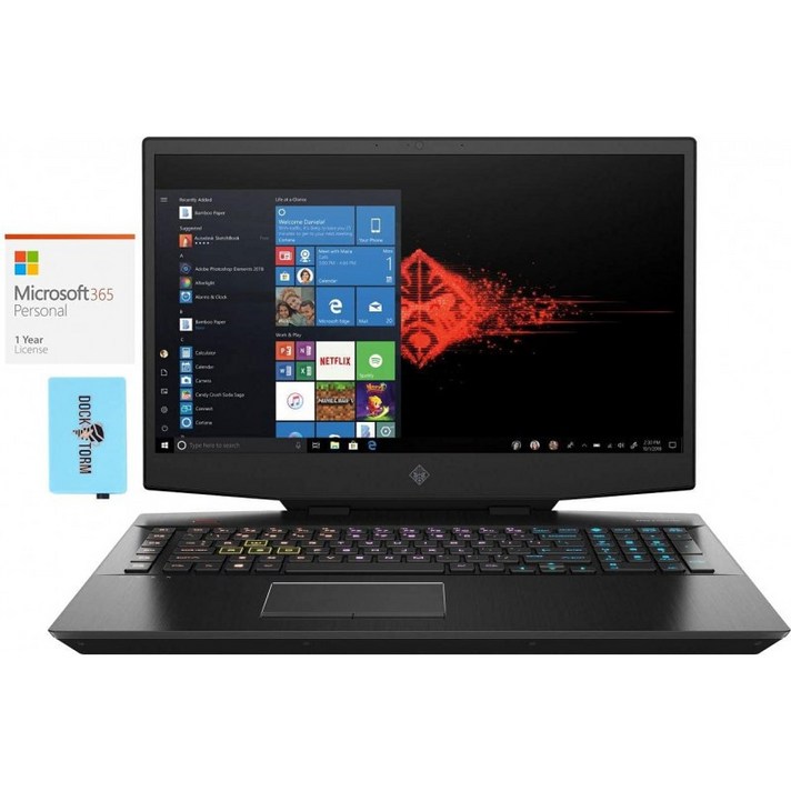 HP OMEN 17 게이밍 및 엔터테인먼트 노트북(Intel i7-1050H 6-Core 32GB RAM 512GB PCIe SSD + 1TB HDD RTX 2070 17.3