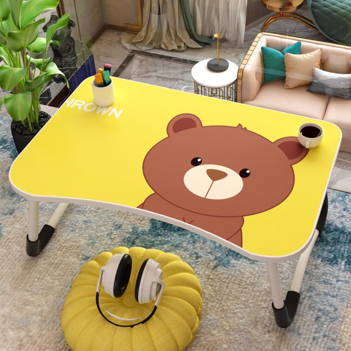 침대책상 컴퓨터책상 기숙사 침실책상 캐릭터책상 귀여운책상 좌식책상, 큐티커피베어 길이 60폭 40높이 28