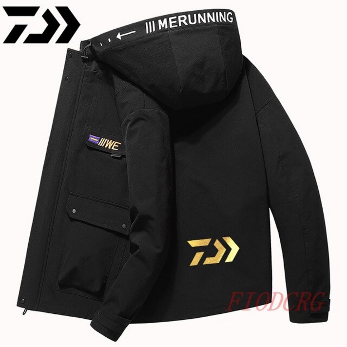 New DAIWA 낚시 셔츠 봄 가을 얇은 통기성 낚시 의류, 검정