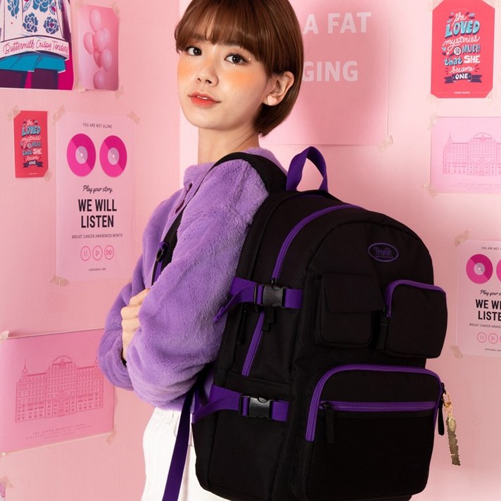 데이라이프 멀티 포켓 백팩 (블랙바이올렛)