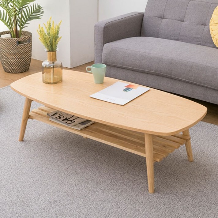 우드공간 원목접이식 선반형 거실테이블 소파테이블, 리빙 선반형테이블1100내추럴