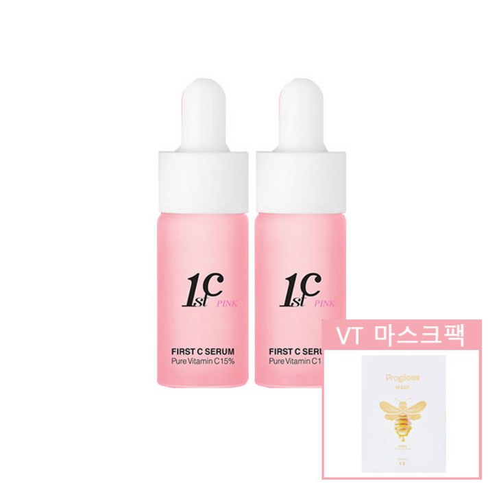 리즈케이 퍼스트씨 시즌6 핑크 세럼 퓨어비타민 C 15% + 마스크팩 1매, 2병