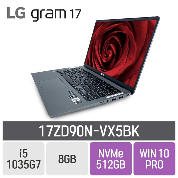 LG 그램17 2020 17ZD90N-VX5BK, 8GB, SSD 512GB, 포함