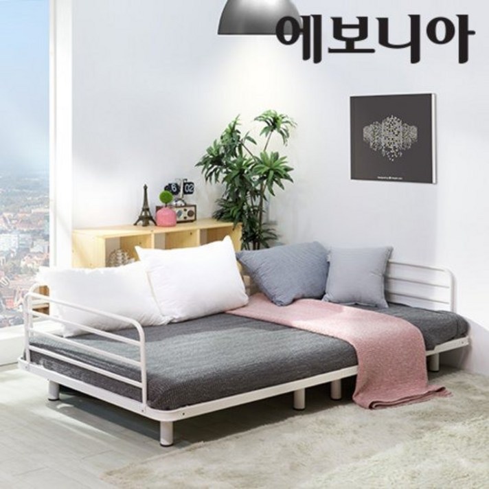 에보니아 토리노 평상형 데이베드 슈퍼싱글침대 매트제외, A형_블랙