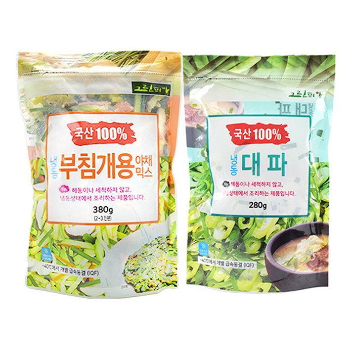 국내산 냉동 부침개용 야채믹스 380g + 국내산 냉동 대파 280g