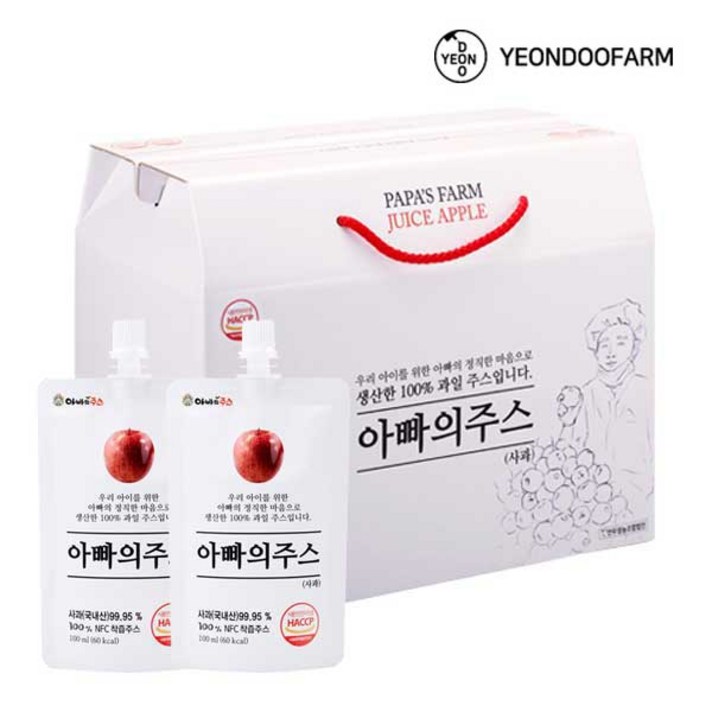 [연두팜] 아빠의주스 사과즙 100ml 30개입, 돌려따는)아빠 사과즙 40개입, _