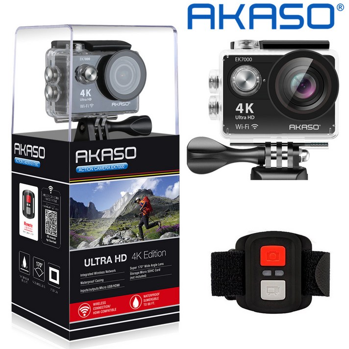 아카소 V50 EK7000 pro 4K Wifi 터치스크린 방수 액션캠 자전거 오토바이 블랙박스, EK7000 블랙