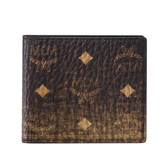 159860 MCM 엠씨엠 골드블랙 Gradient 코트ed Canvas 스몰 Two-Fold Flap 지갑 MXS9AVI47DG001