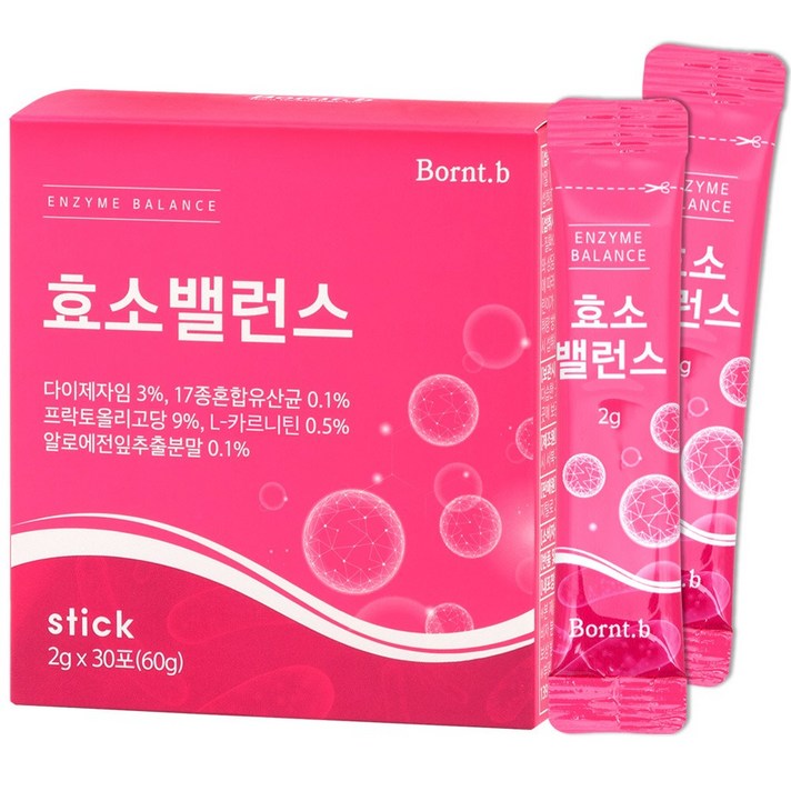 본트비 효소 분말 스틱 소화효소 다이제자임 L카르니틴 17종유산균 함유, 1박스, 2gx30포