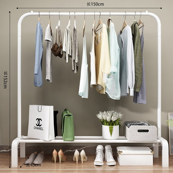 철제 수납 랙 행거 스탠드 옷걸이 사무실 옷가게 스탠딩, 150cm- 화이트 연장