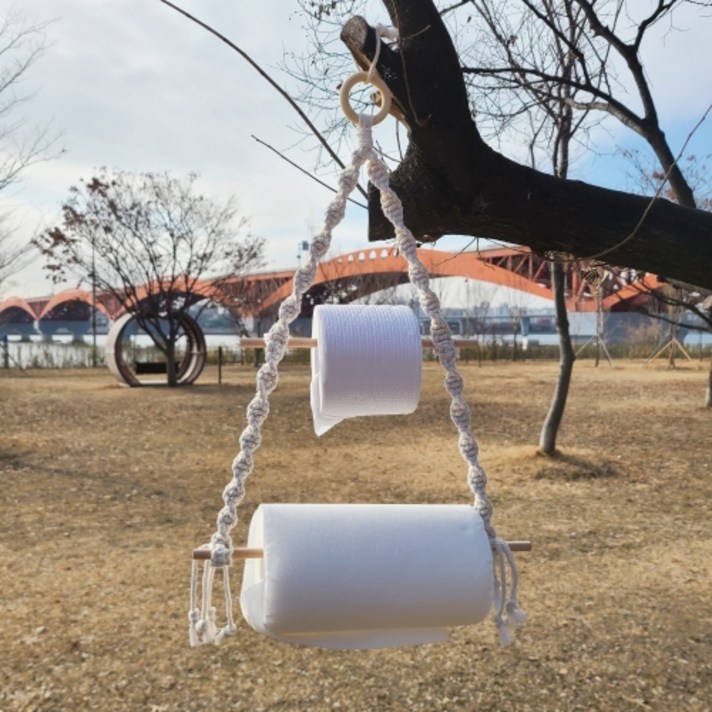 2단 캠핑 휴지걸이 마크라메 키친타올걸이 감성 텐트 장식 꾸미기 가랜드 용품