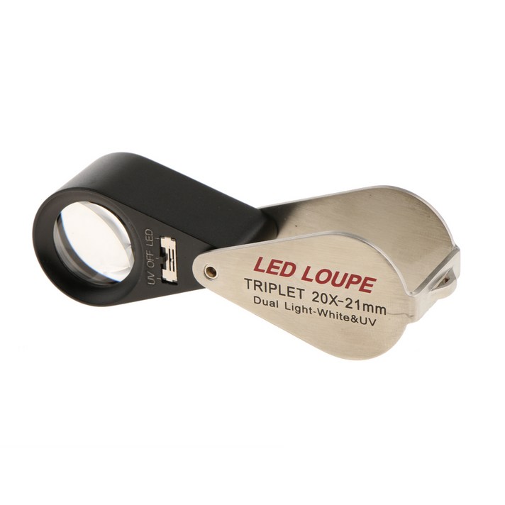 FWT 20x 유리 돋보기 쥬얼리 동전 골동품 감정 LED확대경