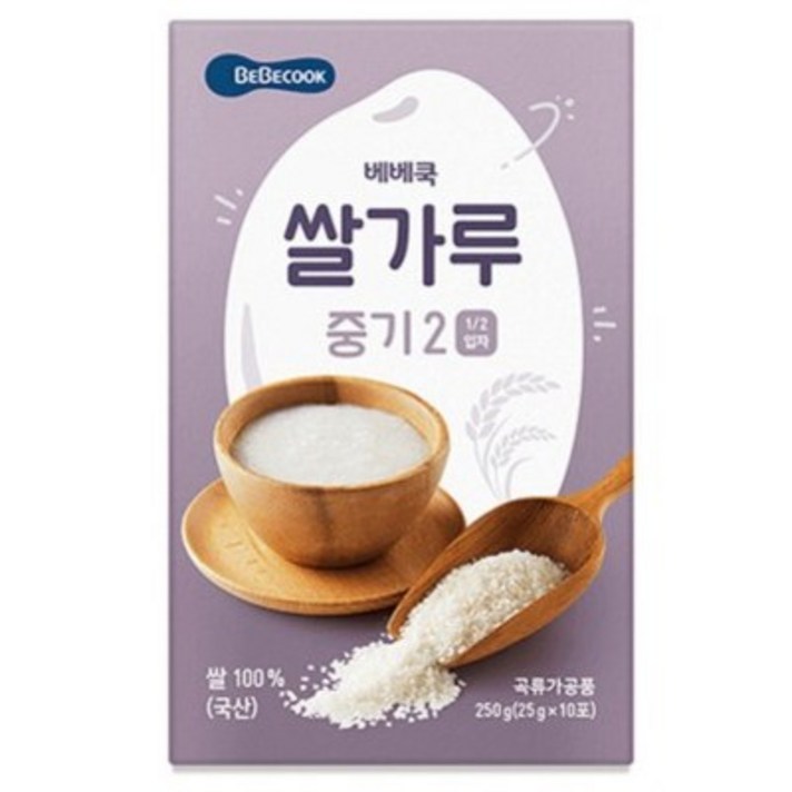 베베쿡 유기농 쌀가루 중기2 25g x 10p, 3개