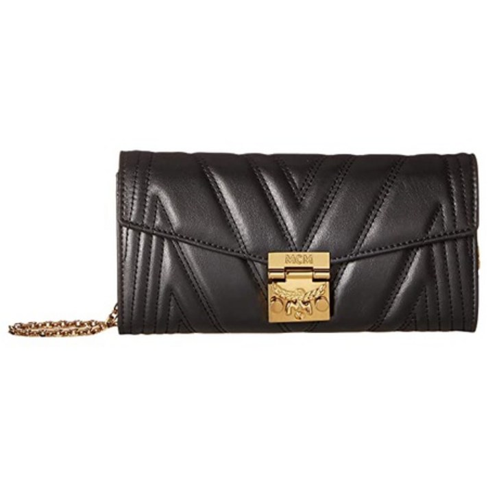 미국직배송 여자 여성 장지갑 브랜드송 브랜드 MCM Patricia Quilted Flap 지갑Bifold 큰 on a Chain 2449