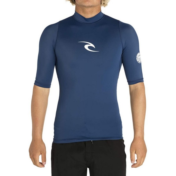 립 컬 CORPO 쇼트 슬리브 래쉬 가드 네이비 2XL: 의류