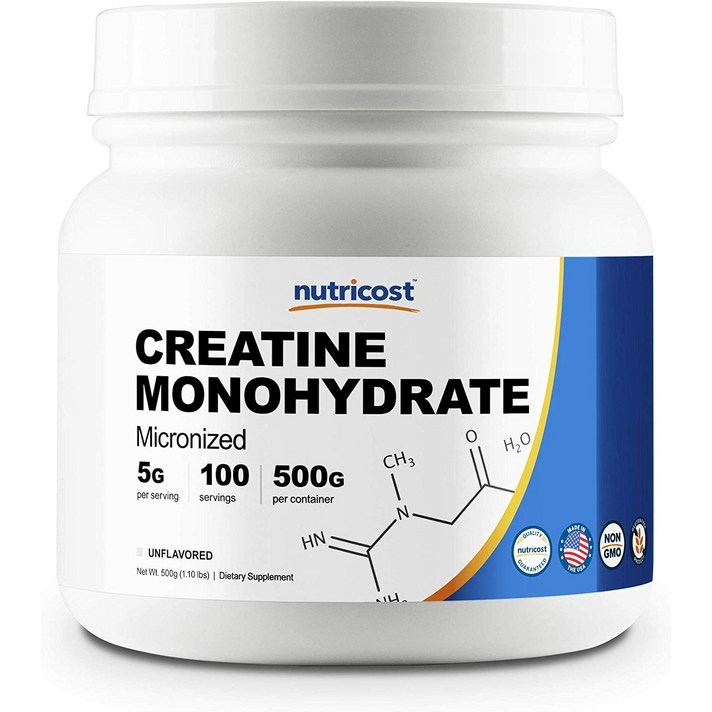 Nutricost 마이크로나이즈드 크레아틴 모노하이드레이트, 500g, 언플레이버드(Unflavored)
