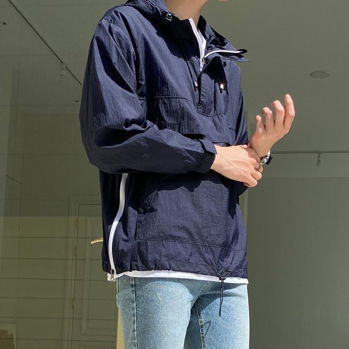 더맨쉽 사이드지퍼 후드 바람막이 아노락점퍼 SPTJP17023