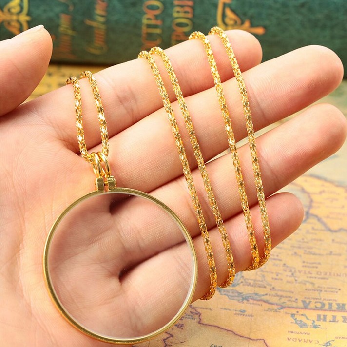 휴대용 목걸이돋보기 고배율 확대경, 목걸이(골드)