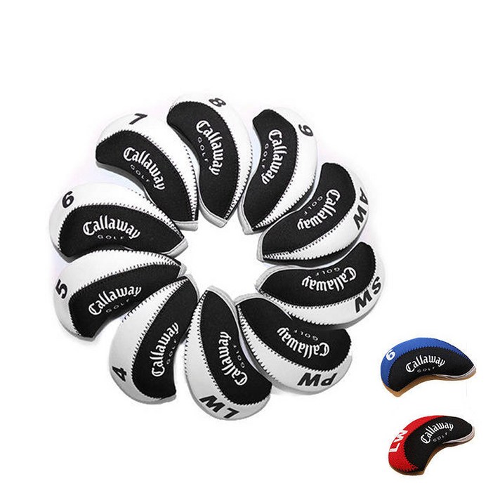 Callaway 캘러웨이 아이언커버 골프 클럽헤드 세트 10개 (4컬러), 블루