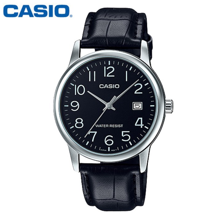 CASIO 카시오 남성 MTP-V002L-1B 가죽밴드 손목시계