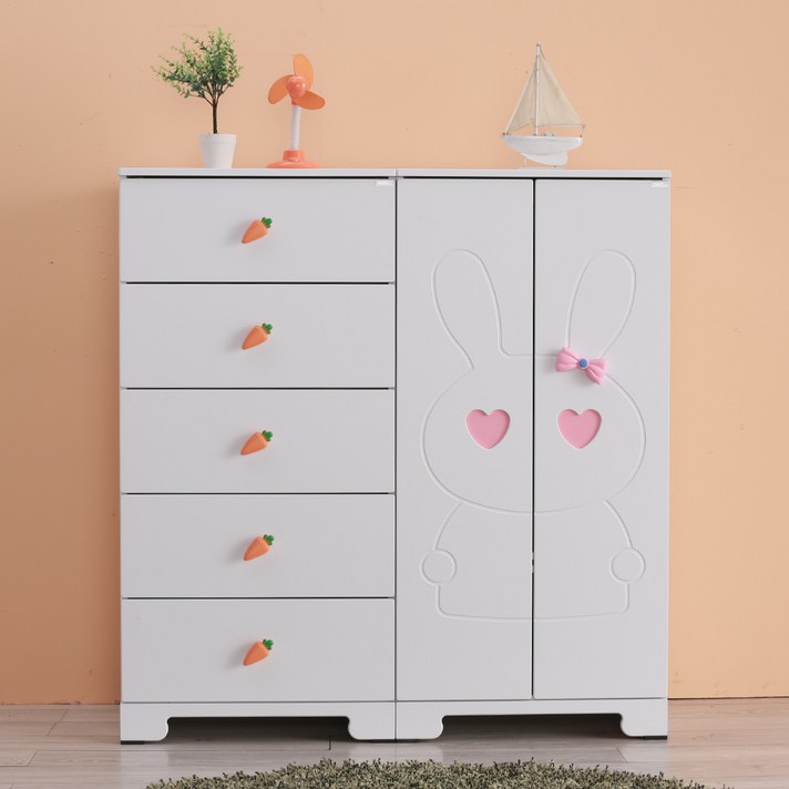 라샘 토끼 베이비장 2P세트 옷장+서랍장 IH0945, 토끼 옷장 + 5단서랍장세트 S5858-핑크