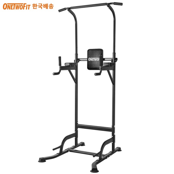 OneTwoFit 치닝디핑 턱걸이 운동기구 풀업바 가정용 철봉, 블랙