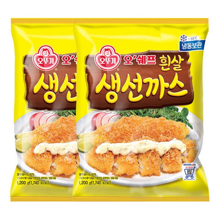 [오뚜기] 오쉐프 흰살 생선까스 (1200g) x 2, 상세 설명 참조