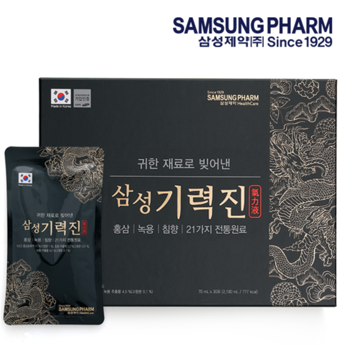 [삼성제약] 삼성기력진 기력회복/ 원기충전/ 면역력/ 체력보강, 1박스, 70ml, 30포