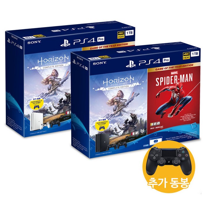 PS4 프로 본체 스파이더맨/호라이즌 번들 DS4 동봉팩, 블랙