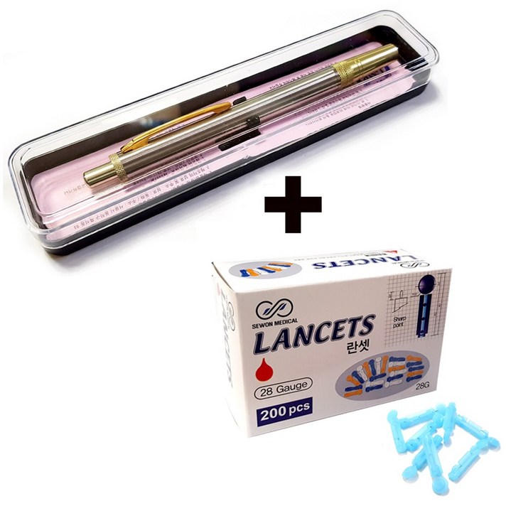 사혈기세트 동화 스텐사혈기 세원란셋 니들28g 200개입