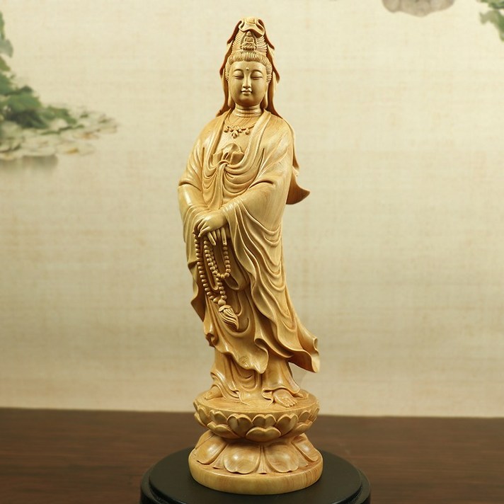 목조 관세음보살 입상 목불 나무불상 미니불상 12cm