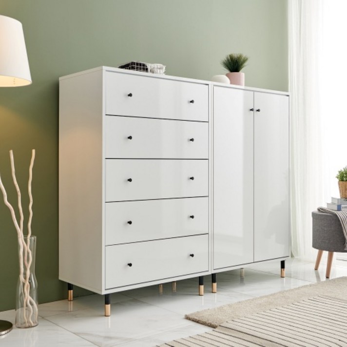 리디아 베이비장 아기 선물 미니 옷장 5단 서랍장, 리디아 투톤 미니옷장_화이트