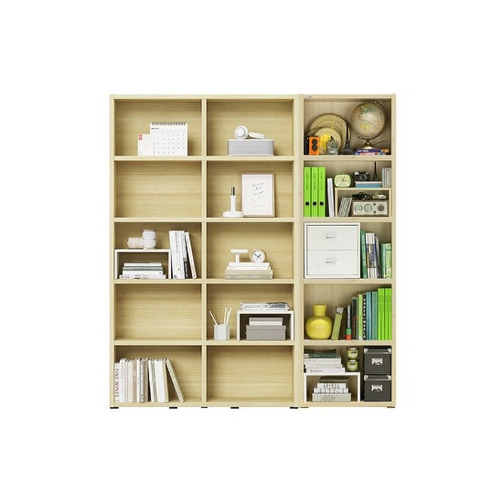 한샘 샘 와이드 책장 5단 120cm+샘책장65cm 시공 set (컬러 택1), 120cm_크림화이트/65cm_메이플(F)