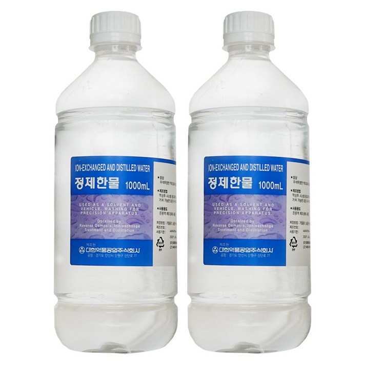 대한약품 정제한물 정제수, 2병, 1000ml