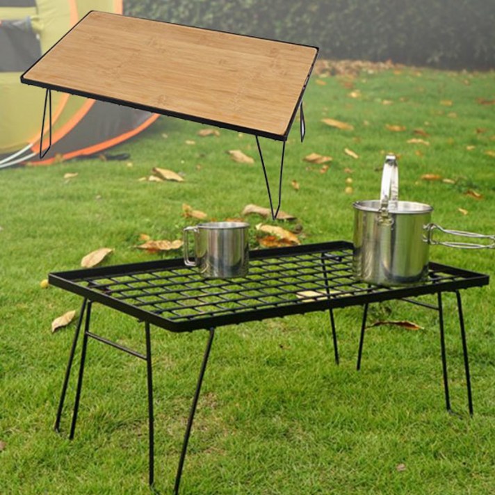 도매창고 캠핑 쿨러 스탠드 우드 상판 하판 쉘프 테이블 쿨러받침대 차박 카박 휴대용 미니 세트 경량 바베큐 캠프파이어 화로 화로대, 쿨러캠핑테이블-블랙