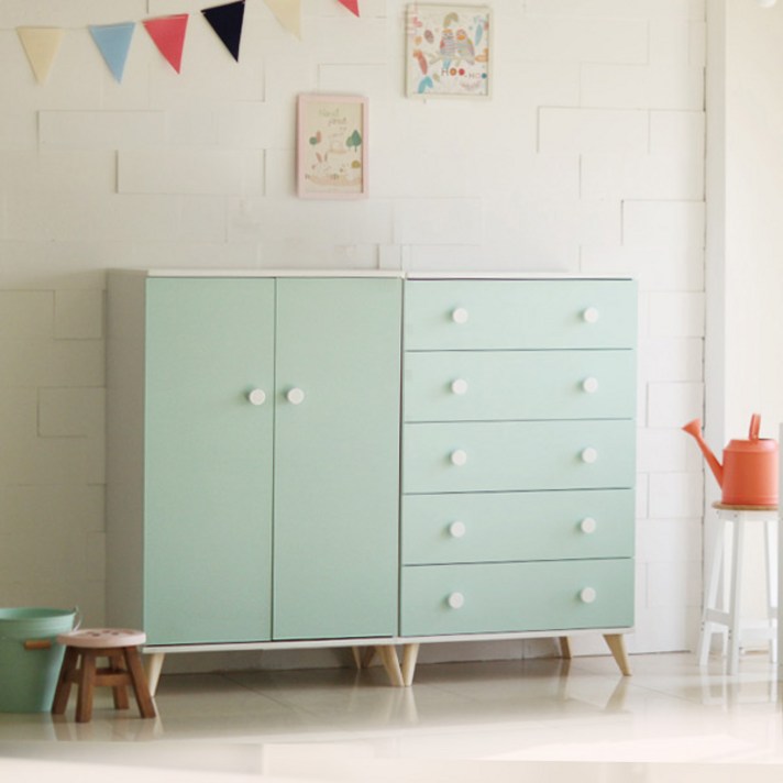 [아이엔지홈] 로렌 민트 옷장 세트, 로렌 민트 옷장세트