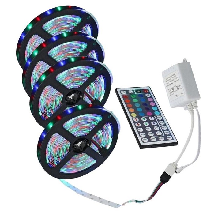 JC SMD 3528 RGB LED 스트립 조명 유연한 원격 제어 20m + 원격 제어