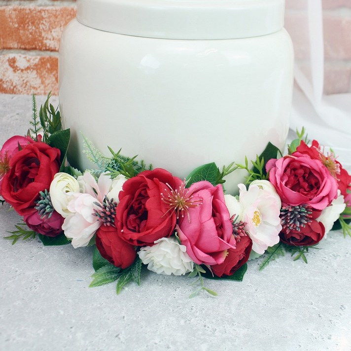 로즈화관 봉안당 납골당꾸미기 꽃장식조화 성묘 추모꽃 수목장, 연핑크로즈