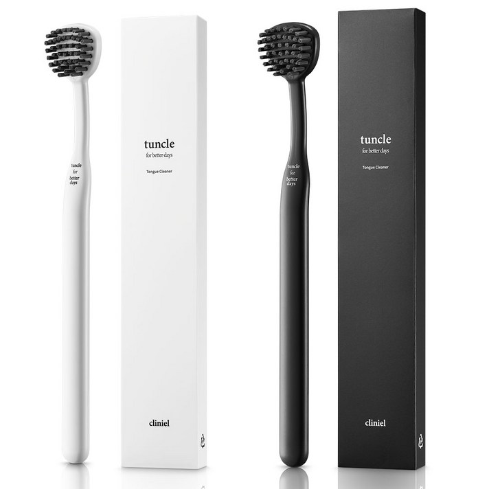 크리니엘 텅클 브러쉬 혀클리너 바이오플라스틱, 화이트+차콜그레이, 1세트