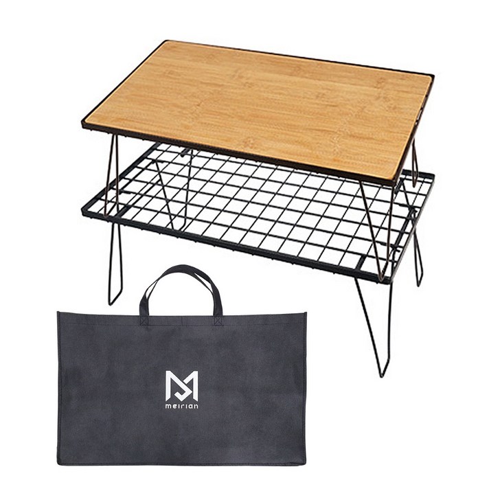 캠핑테이블 쿨러스탠드 블랙테이블 테이블2개+우드상판1개+가방, 테이블2개+대나무상판1개+가방