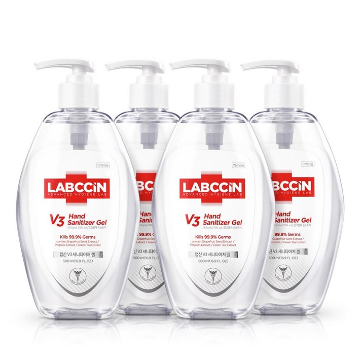 랩신 V3 새니타이저 겔 손소독제, 500ml, 4개