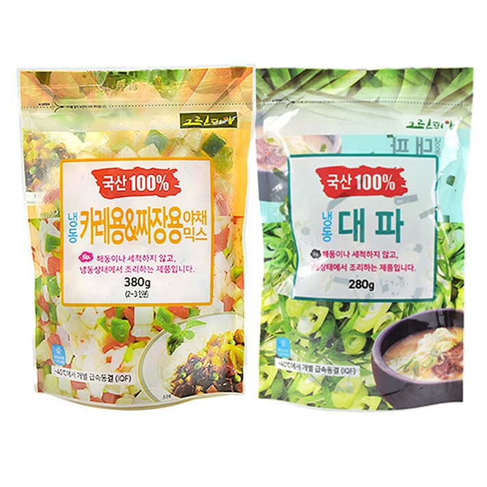국내산 냉동 카레용&짜장용 야채믹스 380g + 국내산 냉동 대파 280g