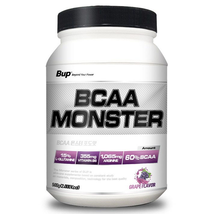 BUP BCAA몬스터 포도맛 아미노산 헬스보충제 BCAA, 1통, 500g